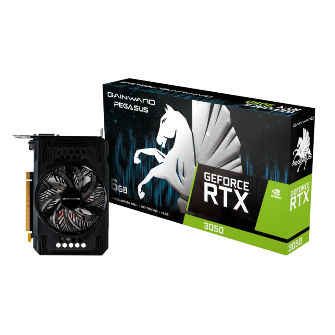 GPU GAINWARD RTX 3050 6GB PEGASUS, GDDR6, 96-BITS, 1X DP / 1X HDMI / 1X DVI-D, BLACK - NE63050018JE-1072E