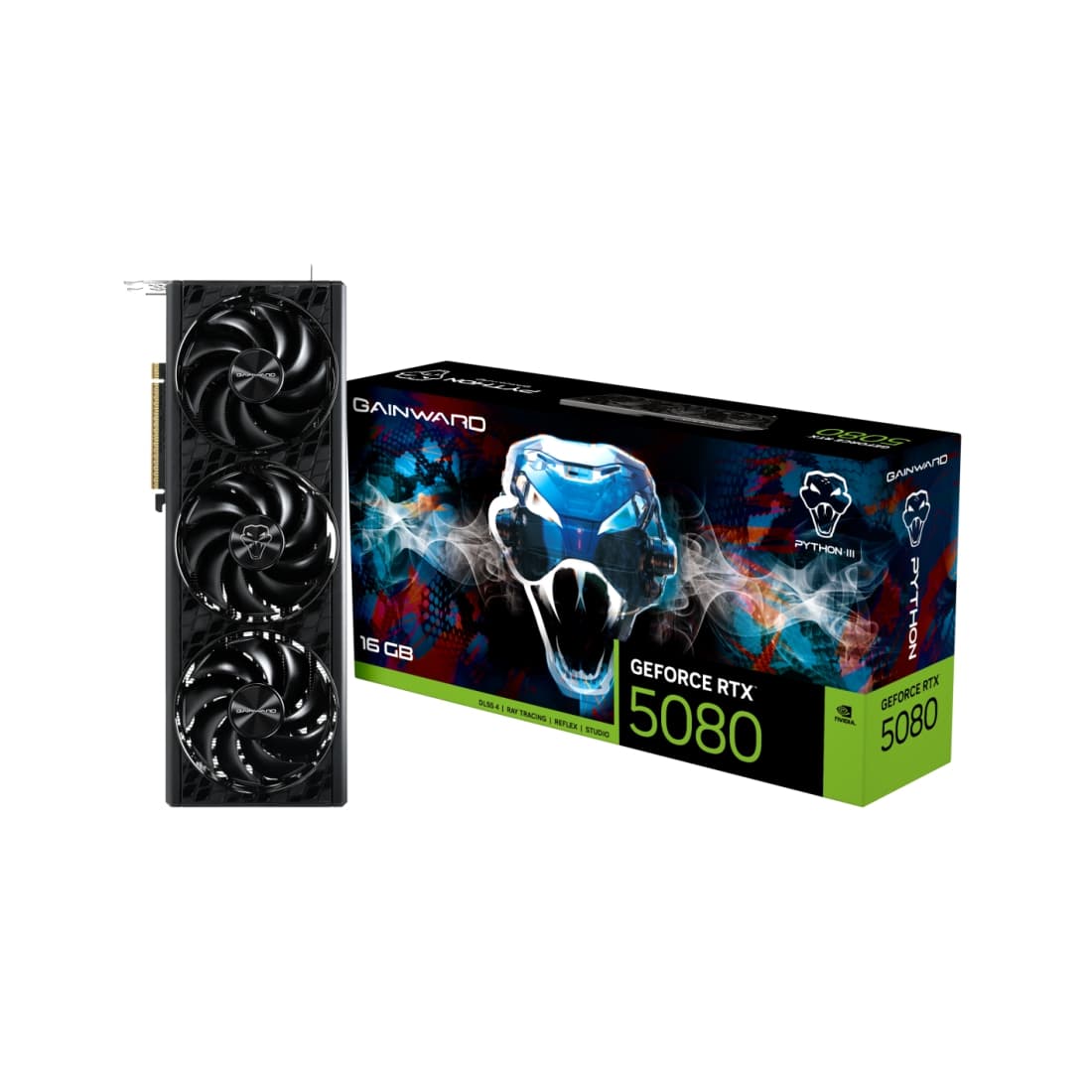 GPU GAINWARD RTX 5080 16GB PYTHON III, GDDR7, 256-BITS, 3X DP / 1X HDMI - NE75080019T2-GB2035T
