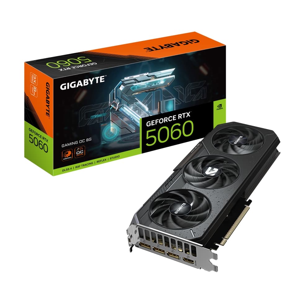 GPU GIGABYTE RTX 5060 8GB GAMING OC, GDDR7, 128-BITS, 3X DP / 1X HDMI, BLACK - GV-N5060GAMING OC-8GD