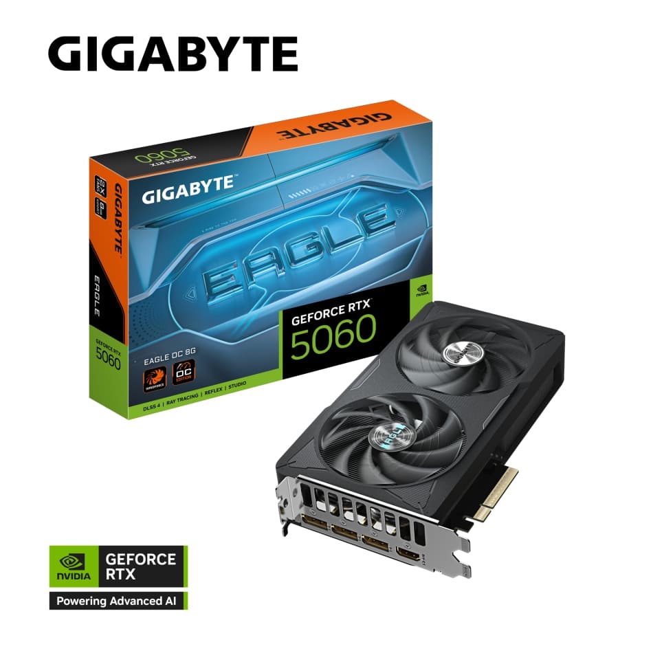 GPU GIGABYTE RTX 5060 EAGLE OC 8G, GDDR7, 128-BITS, 3X DP / 1X HDMI - GV-N5060EAGLE OC-8GD