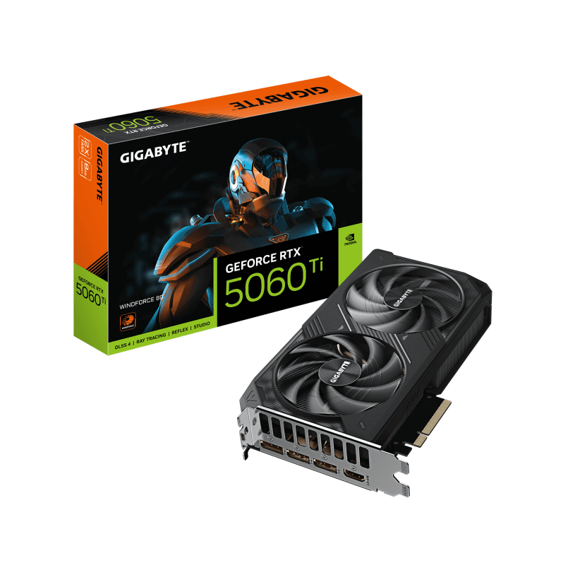 GPU GIGABYTE RTX 5060 TI 8GB WINDFORCE, GDDR7, 128-BITS, 3X DP / 1X HDMI, BLACK - GV-N506TWF2-8GD