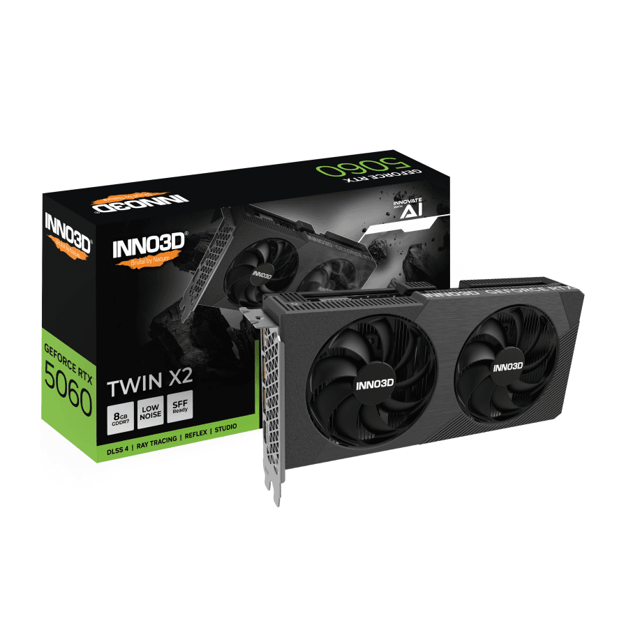 GPU INNO3D RTX 5060 8GB TWIN 2X, GDDR7, 128-BITS, 3X DP / 1X HDMI - N50602-08D7-195071N