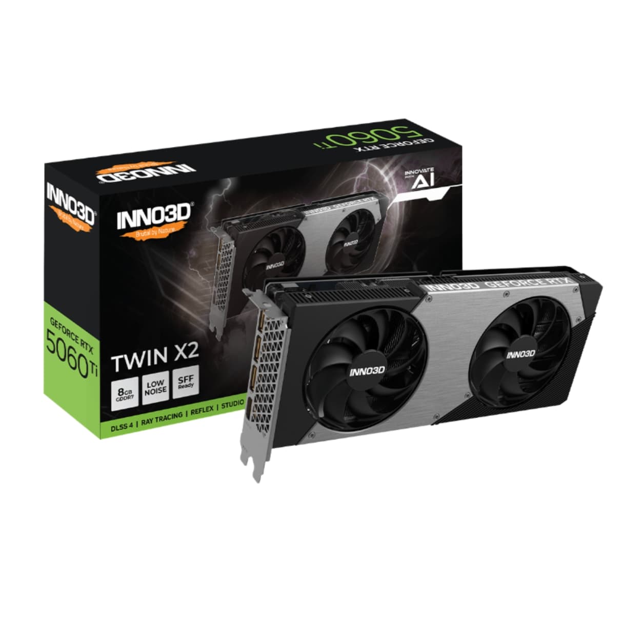 GPU INNO3D RTX 5060 TI 8GB TWIN 2X, GDDR7, 128-BITS, 3X DP / 1X HDMI - N506T2-08D7-193075N