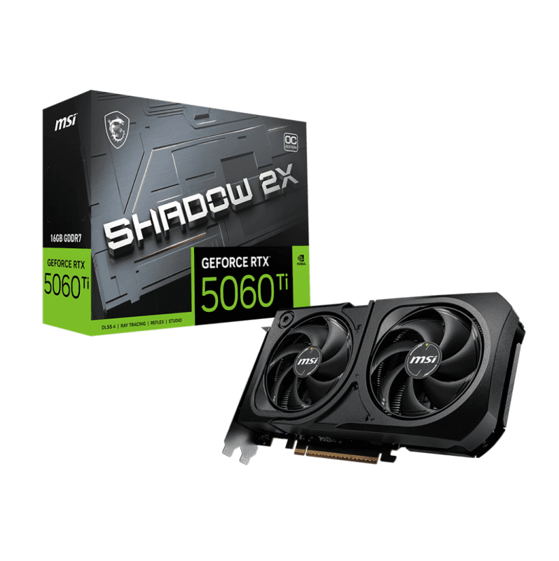 GPU MSI RTX 5060 TI 16G SHADOW 2X OC PLUS, GDDR7, 128-BITS, 3X DP / 1X HDMI - 912-V535-029