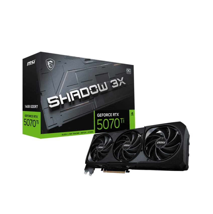 GPU MSI RTX 5070 TI 16GB SHADOW 3X OC, GDDR7, 256-BITS, 3X DP / 1X HDMI - G507T-16S3C