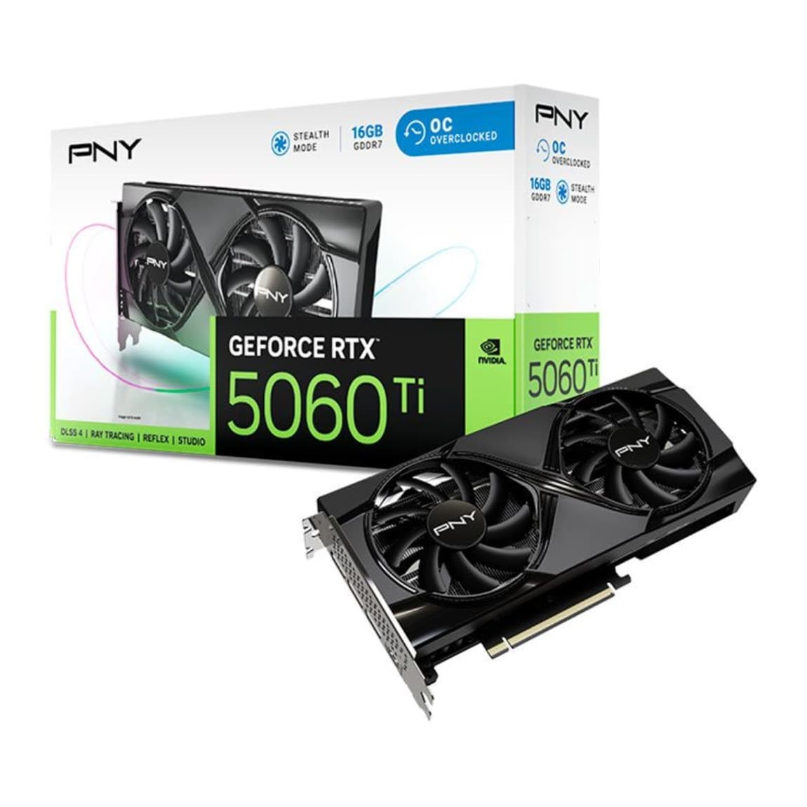 GPU PNY RTX 5060 TI 16GB OC DUAL-FAN, GDDR7, 128-BITS, 3X DP / 1X HDMI - VCG5060T16DFXPB1-O