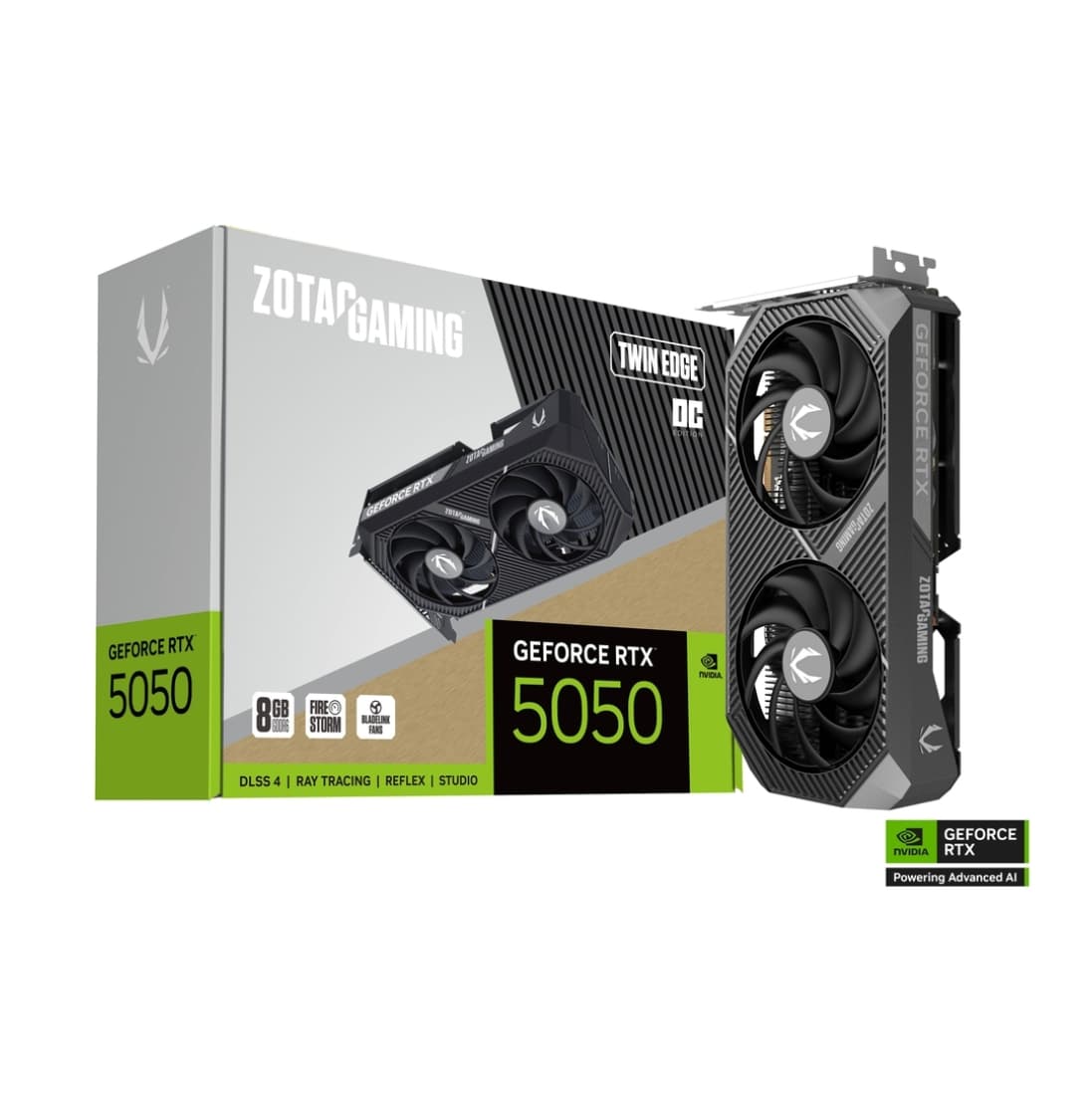 GPU ZOTAC RTX 5050 8GB TWIN EDGE OC, GDDR6, 128-BITS, 3X DP / 1X HDMI - ZT-B50500H-10M