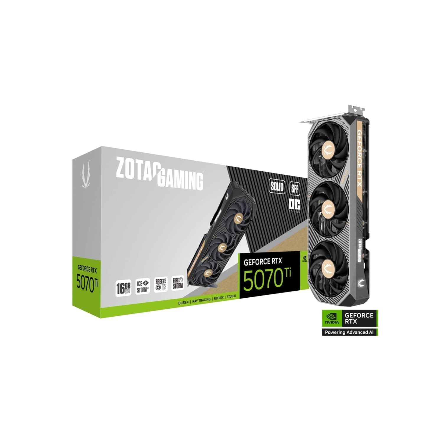 GPU ZOTAC RTX 5070 TI 16GB SOLID SFF OC, GDDR7, 256-BITS, 3X DP / 1X HDMI - ZT-B50710J3-10P