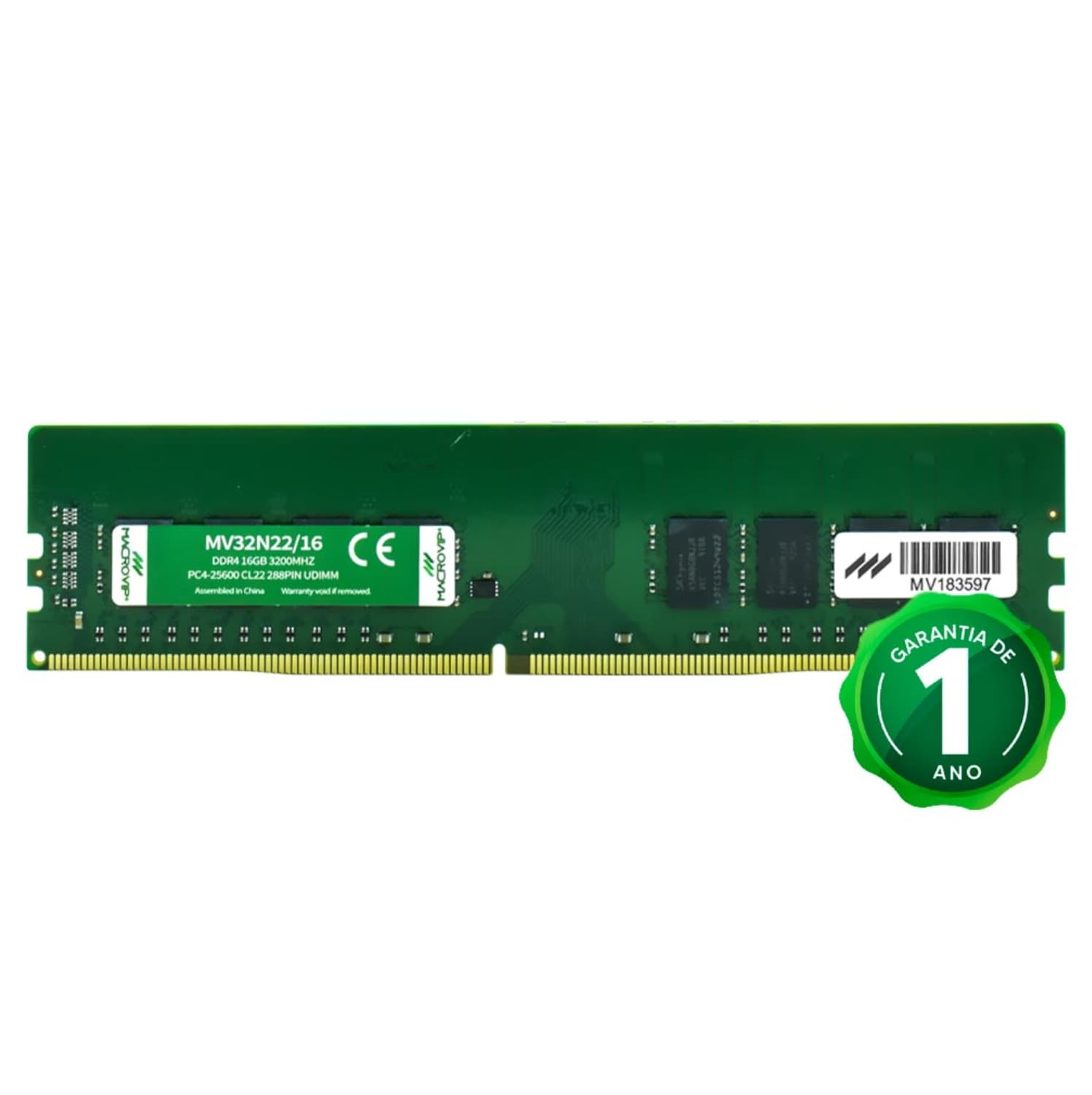 MEMÓRIA 16GB DDR4 3200MHZ MACROVIP, GREEN - MV32N22/16