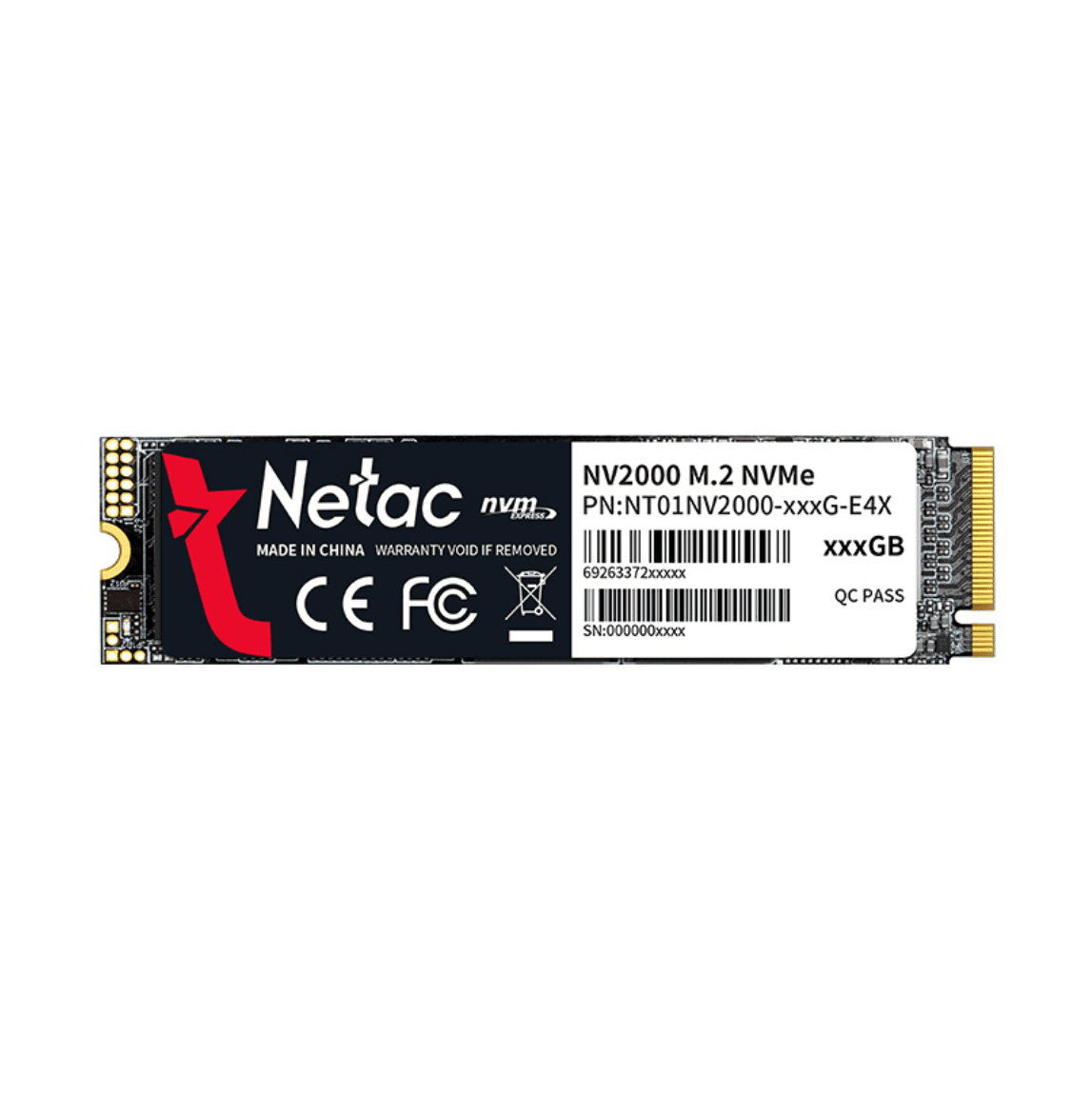 NVME 256GB NETAC NV2000, M.2 2280, PCIE GEN 3X4, LEIT 2500MB/S, GRAV 1000MB/S - NT01NV2000-256-E4X