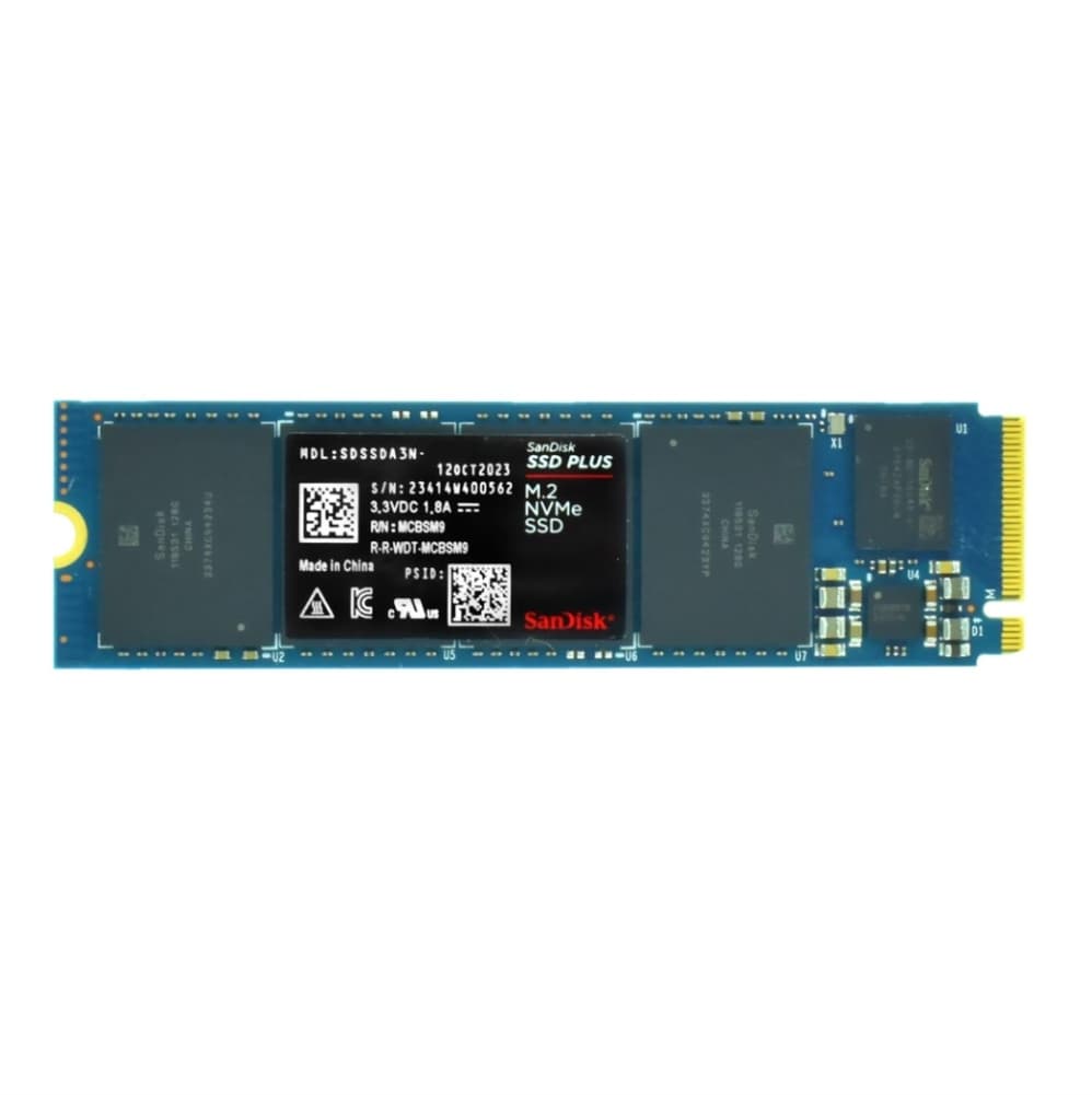 NVME 500GB SANDISK PLUS, M.2 2280, PCIE GEN 3X4, LEIT 2400MB/S, GRAV 1500MB/S - SDSSDA3N-500G-G26