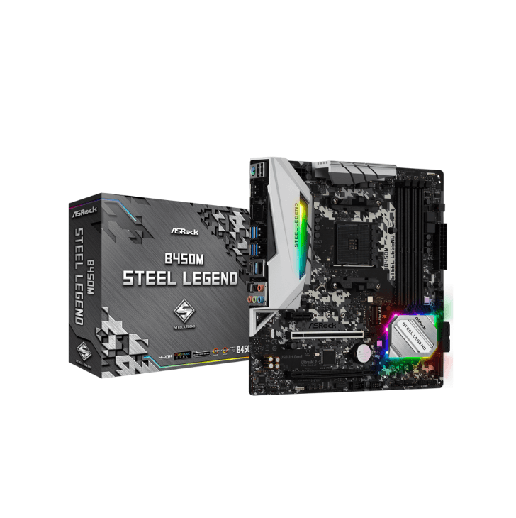 PLACA MÃE ASROCK B450M STEEL LEGEND, AMD AM4, MATX, DDR4 - B450M STEEL LEGEND