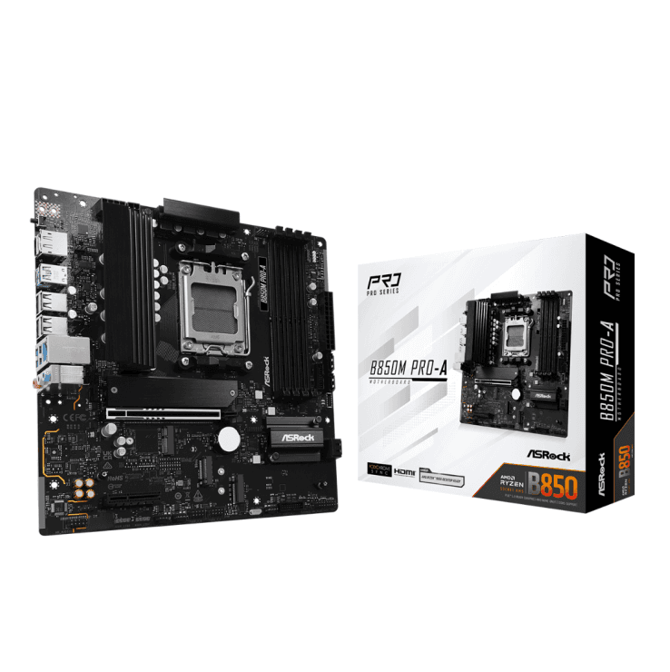 PLACA MÃE ASROCK B850M PRO-A, AMD AM5, MATX, DDR5, BLACK - B850M PRO-A