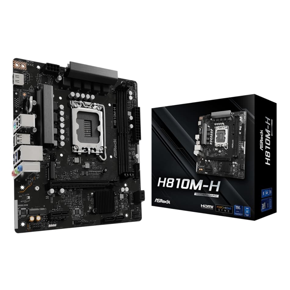 PLACA MÃE ASROCK H810M-H, INTEL LGA 1851, MATX, DDR5, BLACK - H810M-H