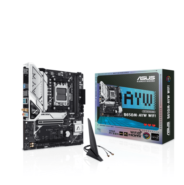 PLACA MÃE ASUS B650M-AYW WIFI, AMD AM5, MATX, WF/BLT, DDR5, BLACK - B650M-AYW WIFI