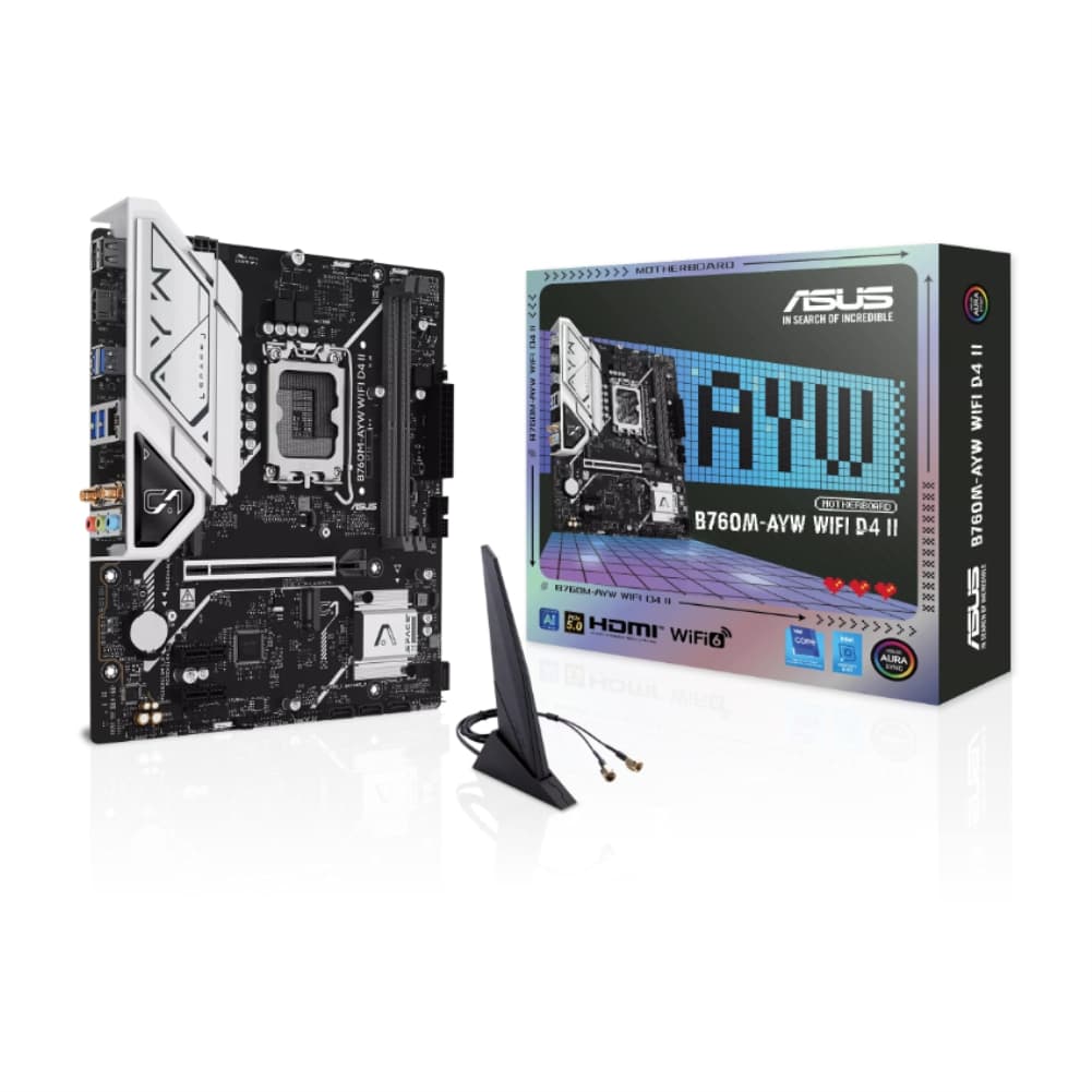 PLACA MÃE ASUS B760M-AYW WIFI D4 II, INTEL LGA 1700, MATX, WF/BLT, DDR4 - B760M-AYW WIFI D4 II