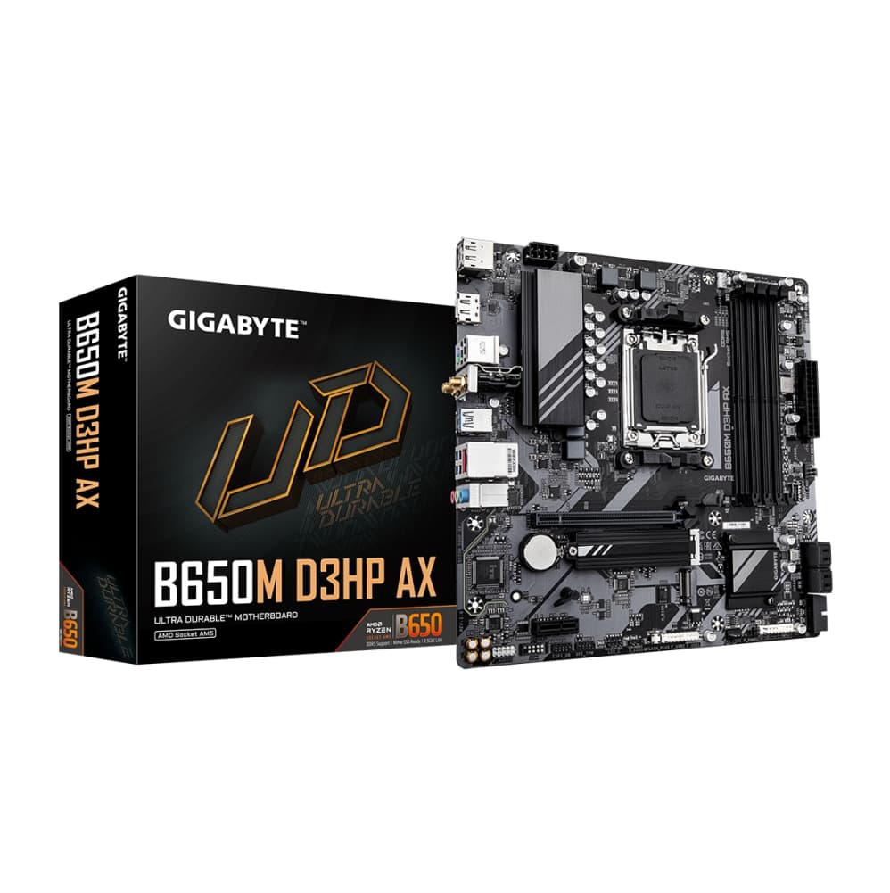 PLACA MÃE GIGABYTE B650M D3HP AX, AMD AM5, MATX, WF/BLT, DDR5 - B650M D3HP AX