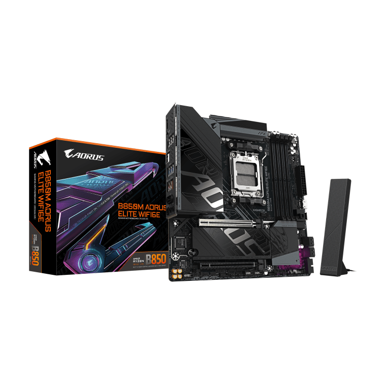 PLACA MÃE GIGABYTE B850M AORUS ELITE WIFI6E, AMD AM5, MATX, WF/BLT, DDR5 - B850M A ELT WF6E