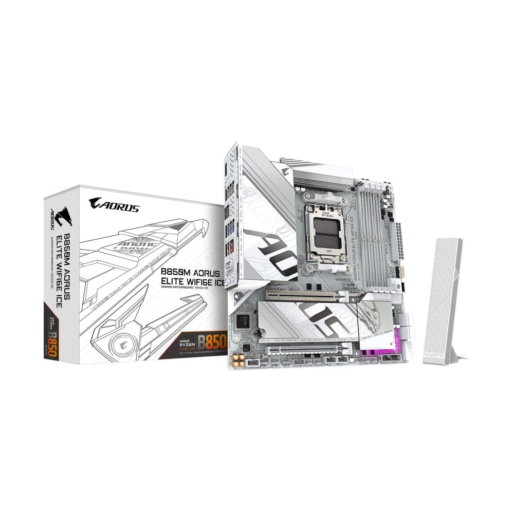 PLACA MÃE GIGABYTE B850M AORUS ELITE WIFI6E ICE, AMD AM5, ATX, WF/BLT, DDR5 - B850M A ELT WF6E ICE