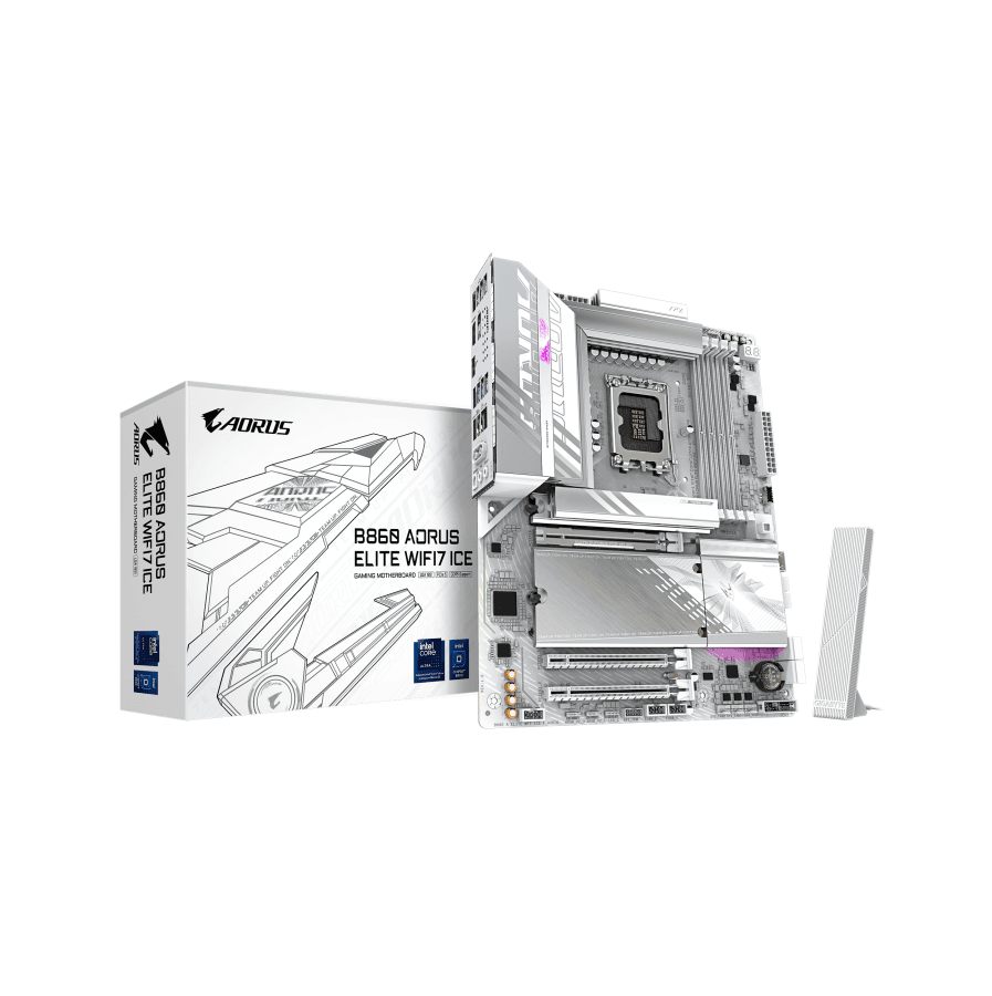 PLACA MÃE GIGABYTE B860 AORUS ELITE WIFI7 ICE, INTEL LGA 1851, ATX, WF/BLT, DDR5 - B860 A ELITE WF7 ICE