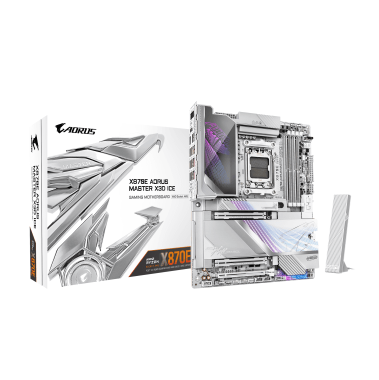 PLACA MÃE GIGABYTE X870E AORUS MASTER X3D ICE, AMD AM5, ATX, WF/BLT, DDR5 - X870E AORUS MASTER X3D ICE