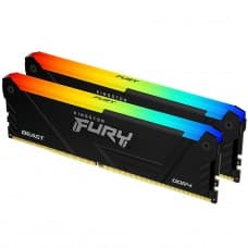Memória DDR4 Kingston Fury Beast RGB, 16GB (2x8GB), 3200MHz, Preto, KF432C16BB2AK2/16