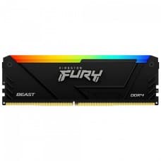 Memória DDR4 Kingston Fury Beast, RGB, 8GB, 3200MHz, Black, KF432C16BB2A/8