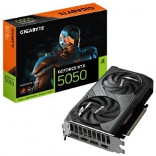 Placa de Vídeo Gigabyte NVIDIA GeForce RTX 5050 Windforce OC, 8GB, GDDR6, DLSS, Ray Tracing, GV-N5050WF2O