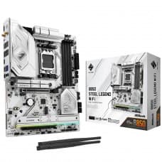 Placa Mãe ASRock B850 Steel Legend WiFi, Chipset B850, AMD AM5, ATX, DDR5, Branco