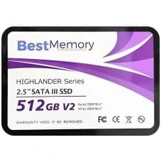 SSD BestMemory Highlander V2, 512GB, Sata III, Leitura 550MBs E Gravação 500MBs, BTSDA-512G-550