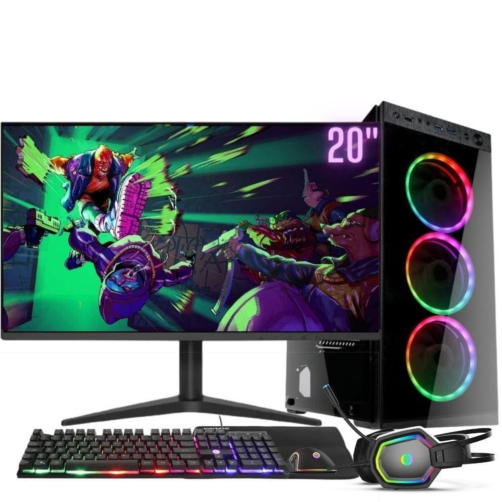 Computador Gamer Completo RGB Intel Core i5 8GB SSD 240GB Kit Gamer com Headset Monitor 20” Windows 10 3green Premium