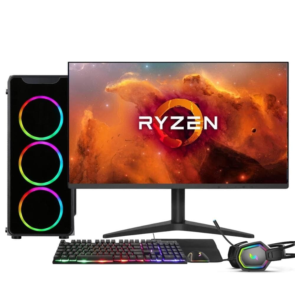 PC Gamer Completo AMD Ryzen 7 5700G, Gráficos Radeon VEGA 8, 16GB DDR4, SSD 512GB, Fonte 500W, Monitor 24” 75Hz, 3green Force - 3F-024