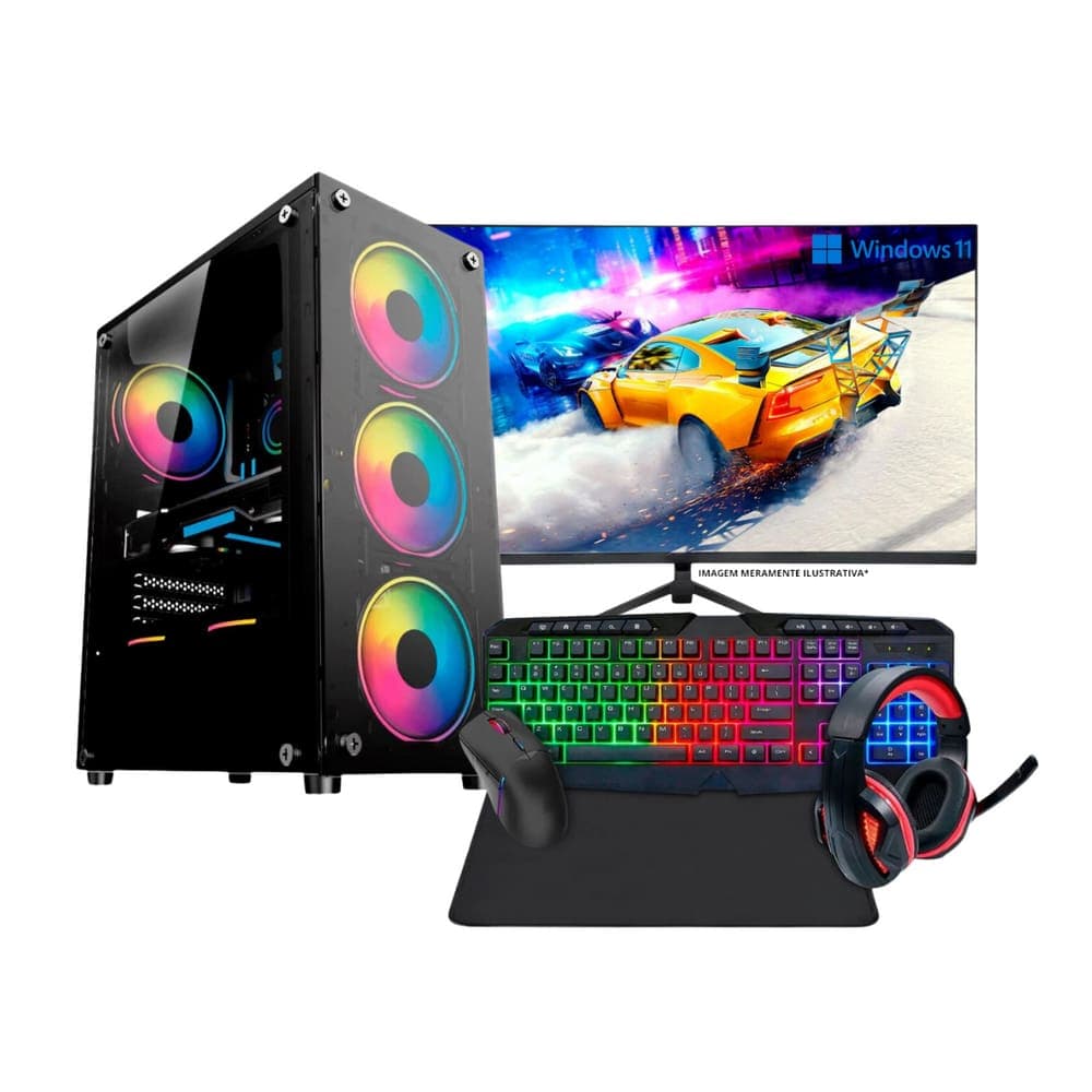 PC Gamer Computador Completo Intel Core i5 16GB SSD 512GB Kit Gamer Headset Monitor 23``
