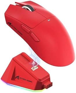 ATTACK SHARK X11 Mouse Gamer Sem Fio com Base RGB, Sensor PAW3311 22.000 DPI, Tri-Mode Mouse Gaming Leve 62g, Programável para Win Mac, Vermelho