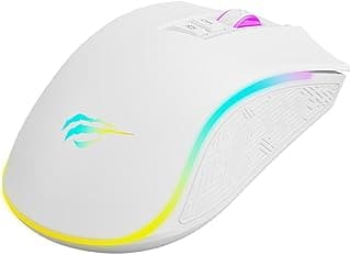 Mouse Gamer Havit MS1034 White, USB, RGB, 7 Botões, Programação de Macros, Design Ergonômico, Até 8000 DPI, Branco