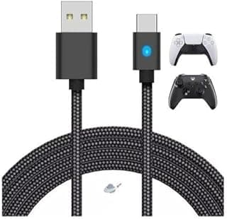 Cabo Carregador Compatível Para Controle Ps5 Xbox Series Usb Tipo-C 3 Metros Com Led