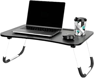 Mesa Para Notebook Portátil Articulada Mdf Grafite Suporte Para Laptop Dobrável Home Office Cama Porta Tablet (Preto)
