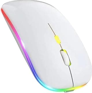 Mouse Sem Fio Recarregável Bluetooth RGB Ergonômico USB 2.4GHz Para Notebook PC e Desktop (Branco)
