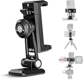HollyWave Suporte Adaptador Montagem Tripé para Smartphone Preto, Rotação 270°, Ajuste de Ângulo, Sapata Fria Integrada, Montagem Arca Swiss