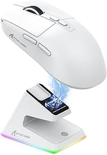 Mouse ATTACK SHARK X6 49g SUPERLIGHT com base de carregamento magnética, sensor para jogos PixArt PAW3395, mouse para jogos sem fio/com fio BT/2.4G, 26000 DPI