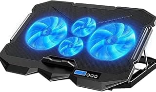 Base Refrigerada para Notebook com 4 Coolers, Compatível com notebooks até 17'', LED azul, Display Lcd e ajuste de Altura em 5 níveis, Premium