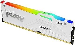 Kingston FURY Beast White RGB 16GB 5600MT/s CL40 DDR5 XMP DIMM | Sincronização infravermelha | Software Fury CTRL | Overclocking | Plug N Play | Intel XMP 3.0 | Módulo único | KF556C40BWA-16