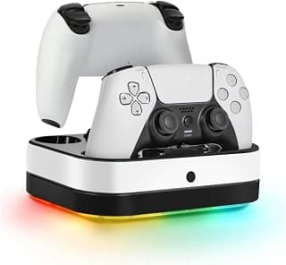 Carregador Controlador PS5, Estação de Carregamento P/2 Controles Sem Fio, Base Dock Charger Dupla Rápida com LED, Suporte Estável - USB-C
