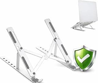 Suporte para Notebook e Tablet Linha Premium em Alumínio Dobrável e Ergonômico Para Desktop Portátil Ajustável em 6 Ângulos com Altura Regulável Leve Apoio Universal - Com estojo para armazenagem