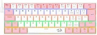TECLADO GAMER REDRAGON LAKSHMI BRANCO E ROSA RGB COM SWITCH AZUL