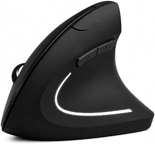 Mouse Vertical Ergonômico Sem Fio com 6 Botões Design Anatômico Iluminação LED Controle de DPI e Alta Precisão para PC e Notebook