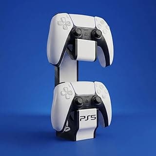 Suporte Duplo para Controle, Compatível com PS5, Preto e Branco, Organizador de Mesa para Controles