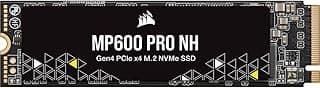Corsair SSD MP600 PRO NH 1TB PCIe Gen4 x4 NVMe M.2 – NAND TLC de alta densidade – M.2 2280 – Compatível com armazenamento direto – até 7.000 MB/seg – Sem dissipador de calor – Preto