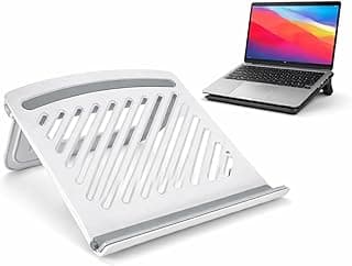 Suporte Ajustável para Notebook até 17” Base Ergonômica Dobrável com Ventilação, Antiderrapante, Suporte Portátil para Laptop, Tablet e MacBook (Branco)