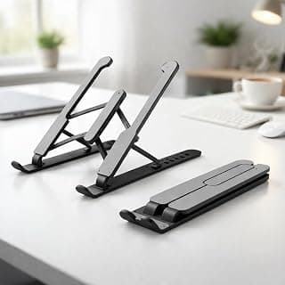Suporte para Notebook Premium Ajustável Dobrável Ergonômico Antiderrapante Portátil 6 Níveis Universal Compatível com Notebooks Tablets e Celulares